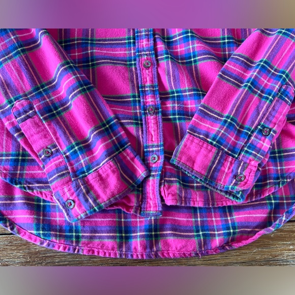 Abercrombie & Fitch Women’s Pink Plaid Flannel Long Sleeve Button Down Shirt S - Picture 7 of 12